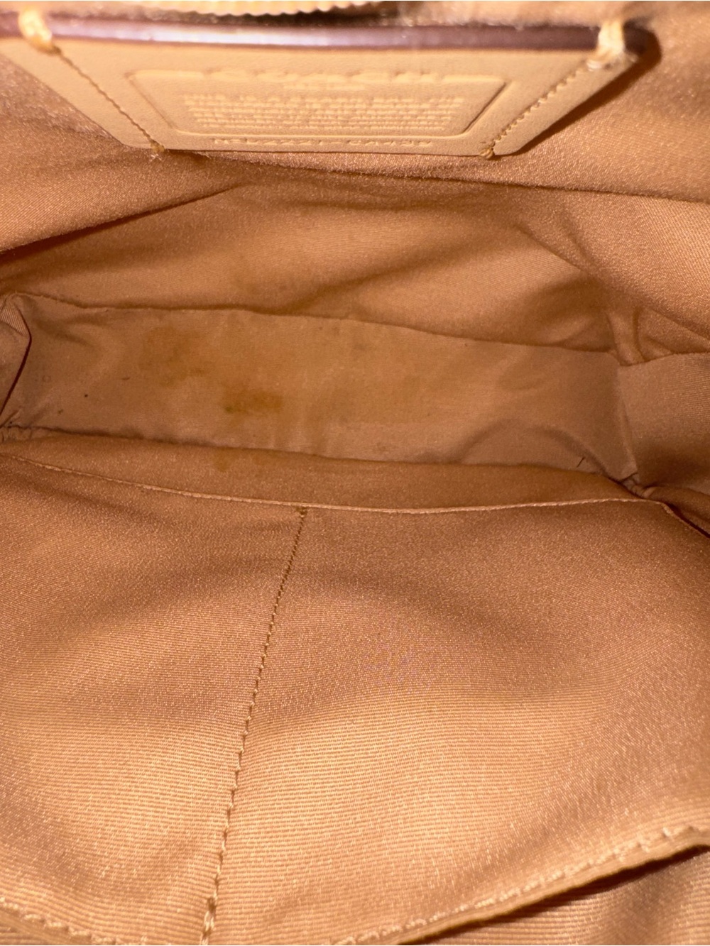 Coach Signature Canvas Backpack Tan Brown Leather Trim Gold Hardware - Picture 7 of 8